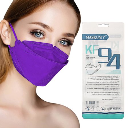 50 stk engangsansiktsmasker Kf94 masker Anti-støv ansiktsmasker Voksen fargerike Kf94 beskyttende masker(Mørk lilla)