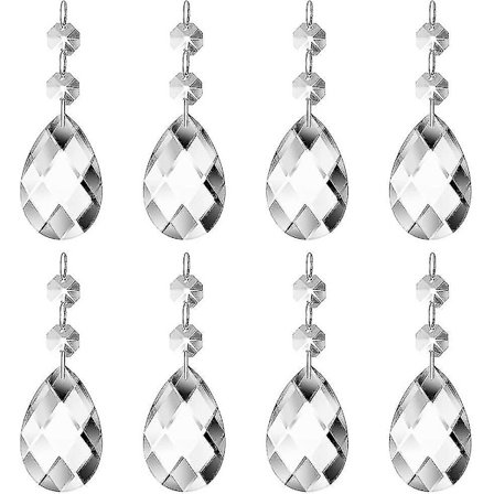 (24 kpl) 38 mm pisaranmuotoinen kristallikruunu, kristallilasi, kruunuprisman aurinkosieppari