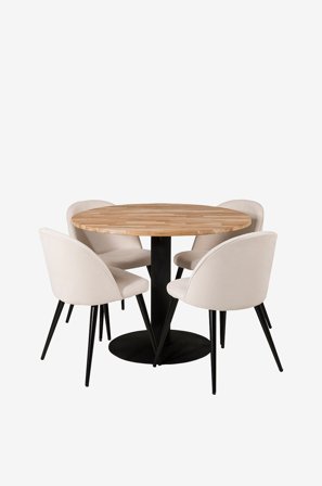 Venture Home - Spisegruppe Camille med spisebordsstol Valleta - Natur - Spisebordssæt 4 personer - Fra Homeroom