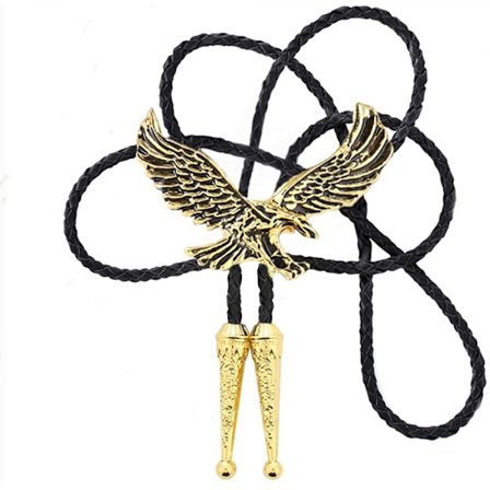 Cowboy Western Tie Bolo Tie för män Vintage Shield med handgjort svart läder