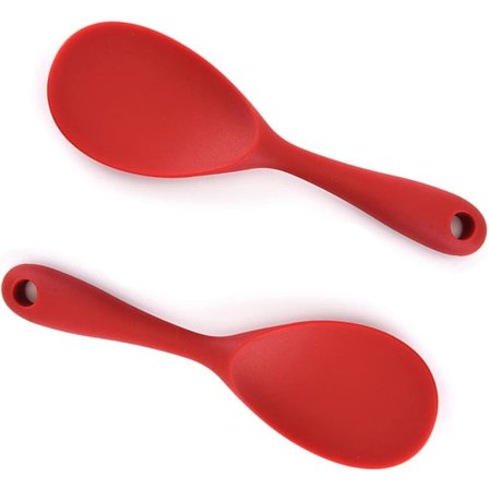 Serveringsske, Silikoneske til ris, Skeer til riskoger, Køkkenredskaber til trykkoger, Moste kartofler eller mere (2 stk., Rød)
