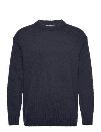 D2. Relaxed Cotton Slub C-Neck Strikket Trøje Med Rund Hals Navy GANT
