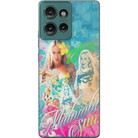 Yhteensopiva Puhelinkuori Motorola Edge 50 Seikkailumaailma Steve, Creeper ja eläimillä värikkäässä palikkagrafiikassa