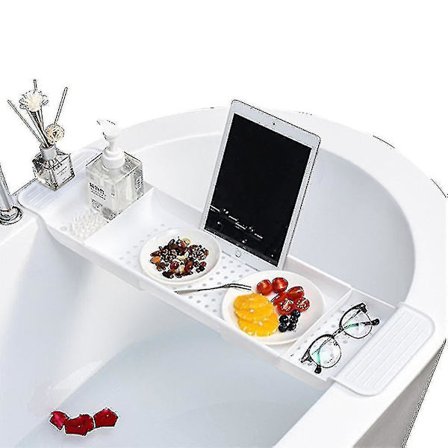 Badekarhylle Badekarbrett Justerbart Badekarbrett Utvidbart Oppbevaringsstativ Badekar Teleskopisk Oppbevaringsstativ -xx