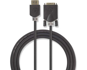 Nedis HDMI - DVI Kabel 2m - Två meter lång HDMI till DVI-kabel