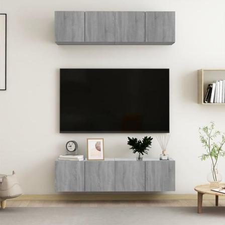 Vidaxl Tv-skåp 4 St Grå Sonoma 60x30x30 Cm Konstruerat Trä Grå