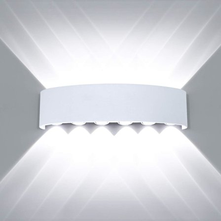 Modern Vattentät LED Vägglampa Upp och Ner Vägglampa Aluminium LED Väggbricka Inomhus Utomhus Badrum Sovrum, 12W Vit