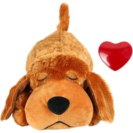 Pehmolelu, jossa on pentukoiran sydämen syke - Auttaa lemmikkien ahdistukseen ja rauhoittumiseen - Tummanruskea