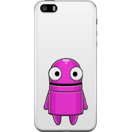 Kompatibelt Mobildeksel til Apple Apple iPhone SE (2016) Rosa tegneseriefigur med rund form og store øyne på mørk bakgrunn