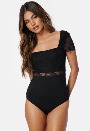 Pieces Sicca Square Bodystocking Black Klær
