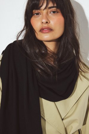 Premium Selection - Wool Knitted Scarf - Sjal & skjerf - Svart - One Size