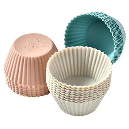 12/24 stk/sett Silikon Muffinsform Rund Non-stick Matkvalitet BPA-fri Oppvaskmaskinsikker Kake Cupcake Form Kjøkken Tilbehør Tianyuhe 24PCS