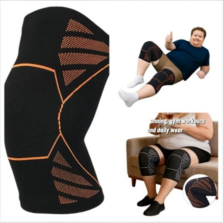 Plus Size Kobber Ion Knæstøtte - Ekstra Støtte til Sport & Fitness Kompatibel med Huawei, Samsung, APPLE og Garmin XXXL