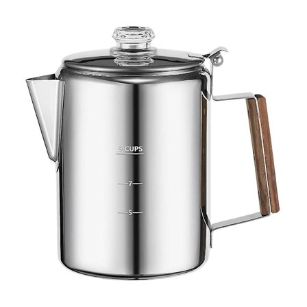 Kaffekanne for Camping, Perkolator Kanne i Rustfritt Stål, Kaffemaskin for Camping