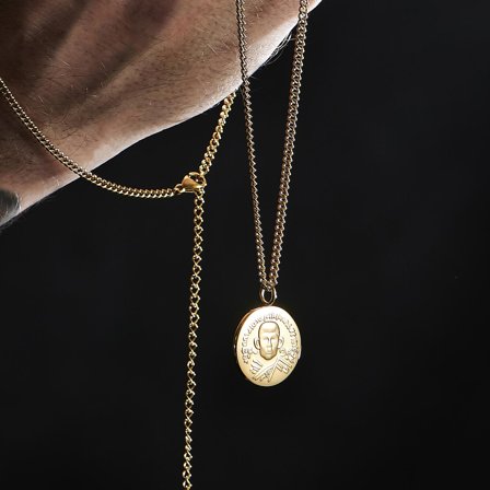 Colier cu pandantiv hindus auriu din oțel pentru bărbați