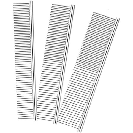 3-pack husdjurskammar, 3 storlekar i rostfritt stål för hundar och