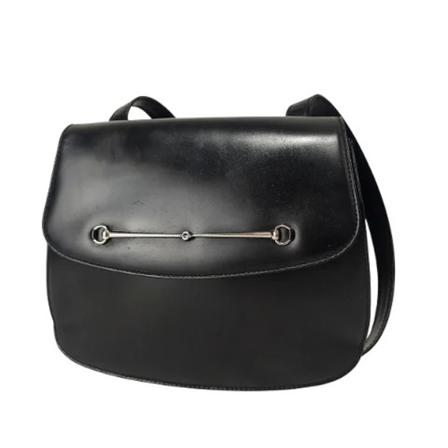 Gucci Vintage, Pre-owned Leather Shoulder Bag Zwart, Dames, Maat:ONE Size