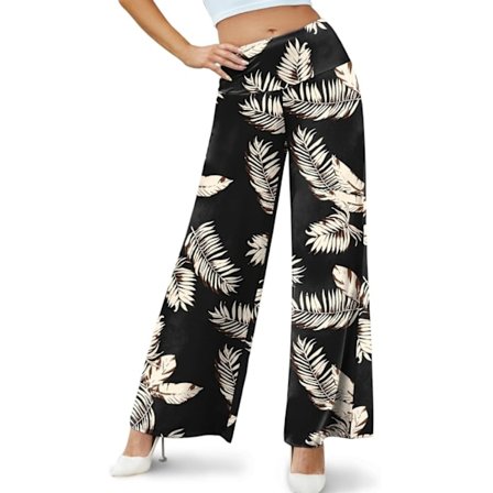 Dame Stretche Bukser med Vid Ben, Afslappet Behagelige Højtaljede Bukser