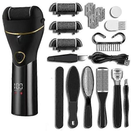 Elektrisk fotfil med diverse tillbehör Uppladdningsbar Svart Svart