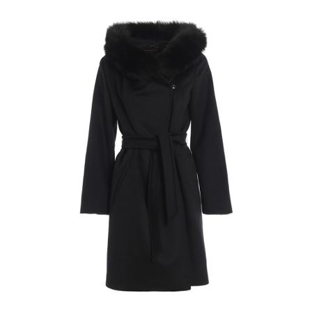 Max Mara Studio, Belted Coats Zwart, Dames, Maat:S