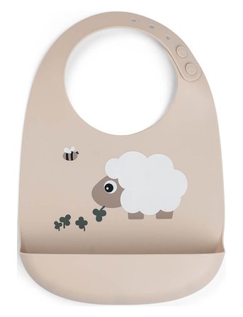 Done by Deer Silicone Bib Sheepy Sand - Beige - 27X 19X 4CM