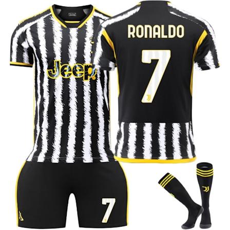 23-24 Juventus hjemmefotballdrakt nytt sett nr 9 Hove 22 Di Maria 10 Pogba 7 Chiesa C Ronaldo nr. 7 sokk(16 yards,C Ronaldo nr. 7 sokker)