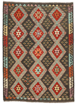 Tapis D'orient Kilim Afghan Old Style 149X205 Noir/Marron (Laine, Afghanistan)