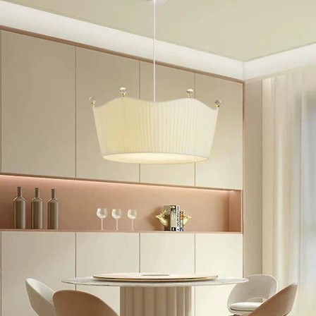 LED-hængelampe med stofplisseret enkelt-hoved lanterne