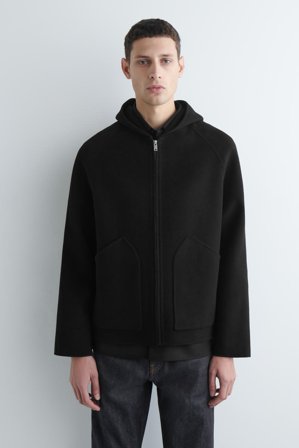 COS Double-Faced Wool Zip-Up Hoodie in Black - Men