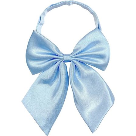 Siden rosett slips för kvinnor (ljusblå), söt anime rosett slips för skolan