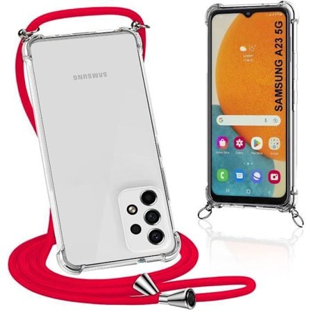Skyddshölje - BOOLING - för Samsung Galaxy A23 5G - Flexibelt - Stötabsorberande - Transparent med röd sladd