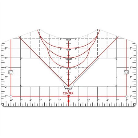 T-shirt linjal för centrerad design, justeringsverktyg i akryl, alla storlekar