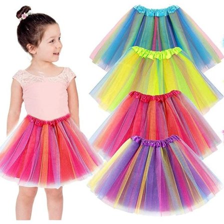 4 osaa Tyllihame Tytöt Tutu Lapset Prinsessa Balettihame Pettiskirt Tutu Hame Sateenkaari Minimekko Halloween Juhliin Karnevaaliin (4 kpl) CDQ