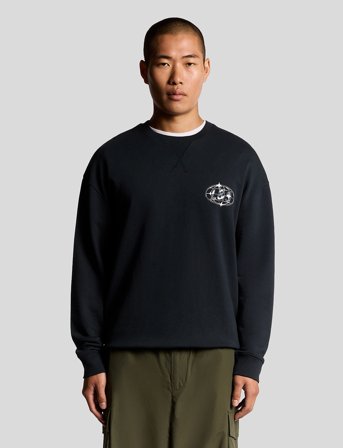 Lyle & Scott Chrome Graphic Crew Neck - Navy - M