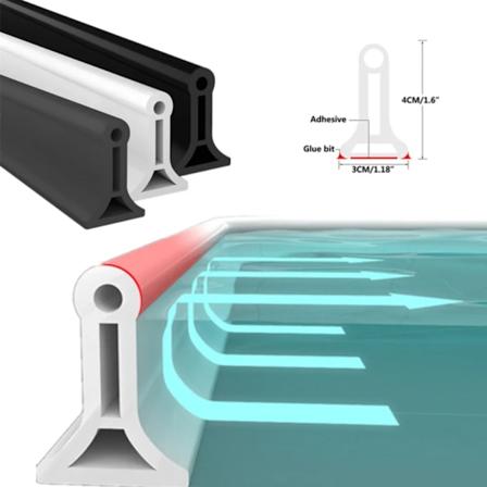 Nem installation - Silikone brusebarriere vandstopper fastholdelsesstrim våd tør adskillelse blokering grå grey 250CM