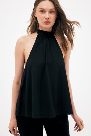 Felicia Wedin x NA-KD fließendes Kragentop - Rückenfreies Top - Schwarz - L