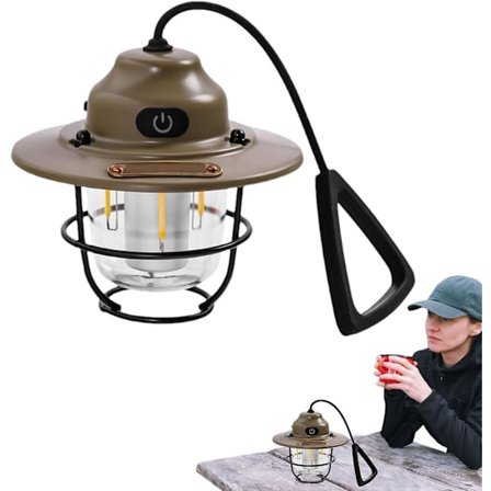 Retro Camping Lanterne - 2000mAh Bærbare Lanterner til Camping - IPX4 Vandtæt Lanterne, USB Opladningslys til Camping