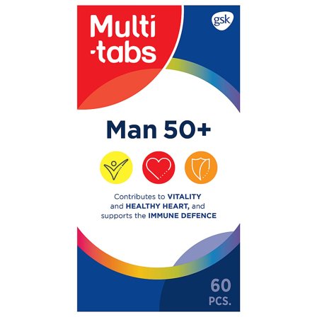 Multi-tabs Man 50+ 60 tabl., Helse & Madvarer, Krop & Helse, Kosttilskud