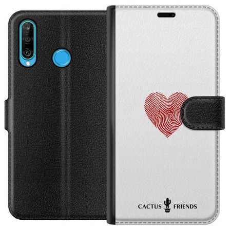 Kompatibel Tegnebogsetui til Huawei Huawei P30 lite Cactus and Friends - Fingerprint Love