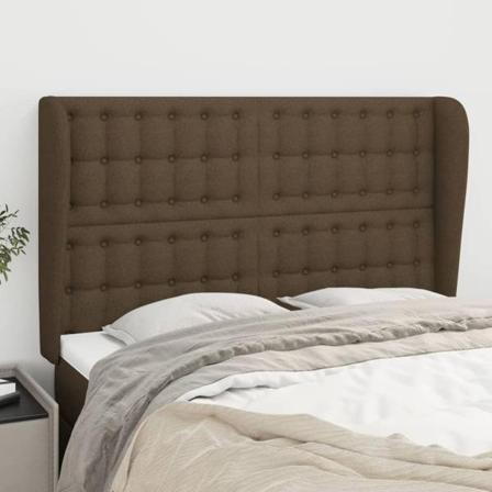 Vidaxl Huvudgavel Med Kanter Mörkbrun 147x23x118/128 Cm Tyg Brun