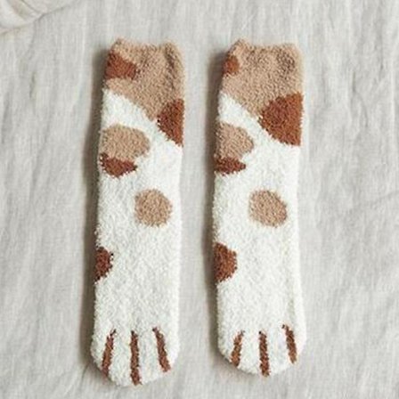 Mote Kvinners Kattepote Stripete Sokker Tykke Korallfleece Jenter Sove Sokker Gulvsokker