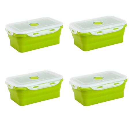 4 stk. 350 ml sammenklappelig silikone madkasse sammenklappelig silikone