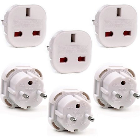 Adapter - UK til Europæisk Stikadapter - Rejseadapter UK til EU Type C, E, F til Spanien, Frankrig, Rusland, Italien, Tyskland, Portugal, Tyrkiet