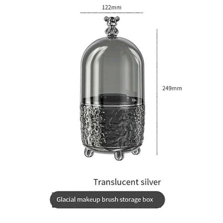 Sminkborsthållare med lock 360° roterande klar dammtät sminkborstbehållare -C