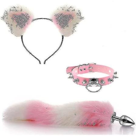 4 stk. Sexy Ræv Metal Butt Plug Hale med Hårnål Kit Hale til Par Cosplay Yj5-2 Yj5-2 [DmS] Pink and white