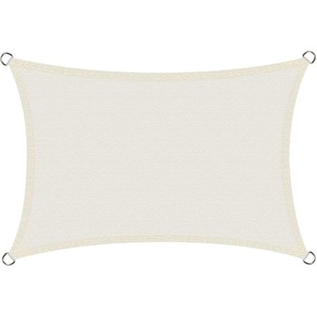 Vandtæt skyggesejl rektangulært 3x4m, vandafvisende PES skyggenet, 98% UV-beskyttelse til terrasse udendørs, råhvid 3x4