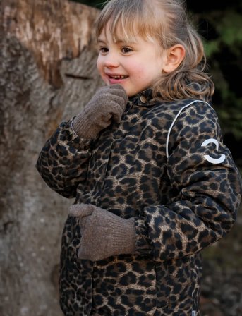 mikk-line Winter Jacket Waist Aop - Brown - 98