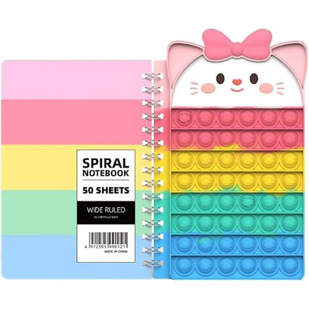 Pop Fidget It Notatbok, Push Bubble A5 Spiralnotatbøker Fidget Leker, Søte Skrivebøker, College-linjerte Notatbøker, Bærbar For Skolekontor, p