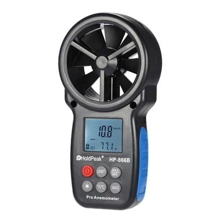 HoldPeak HP-866B Mini LCD Digital Anemometer Vindhastighed Luft Hastighed Temperaturmåling med Baggrundsbelysning