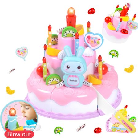38 st DIY Födelsedagstårta Skär Lek Låtsaslek Kök Mat Leksaksset Present till Barn